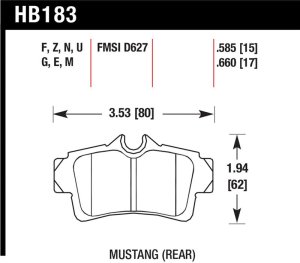 Ford Mustang Brake Pads - Rear - Hawk Performance - HPS 5.0 - 2001